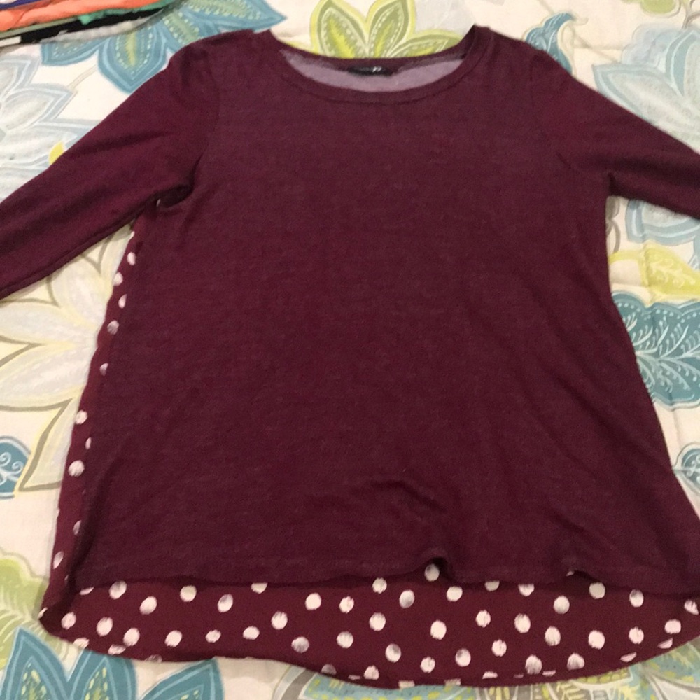 Mixed material 3/4 sleeve top